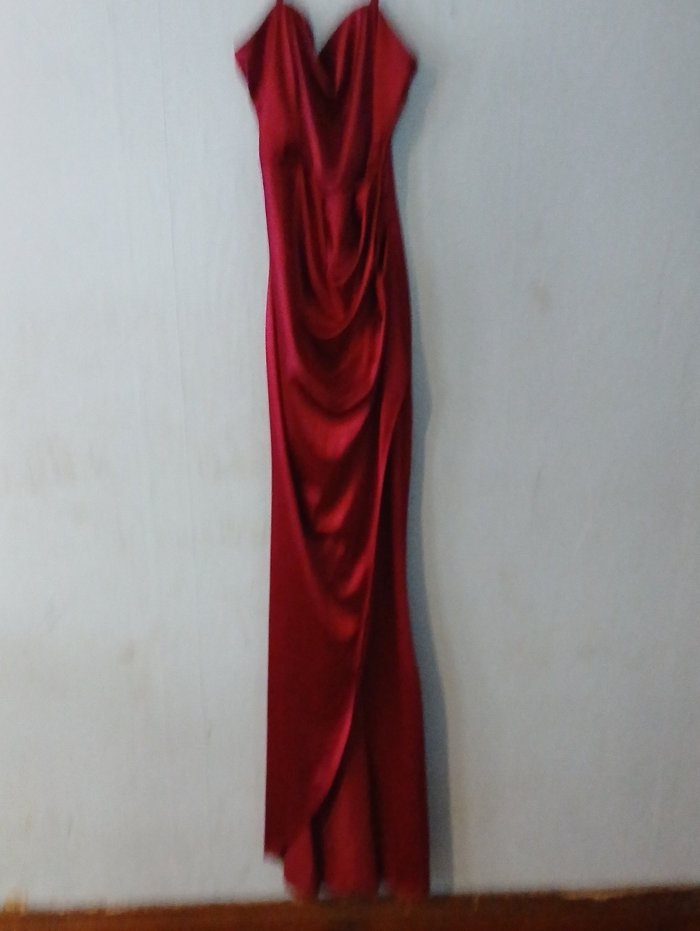 Crimson Floor Length Formal Dress With Slit